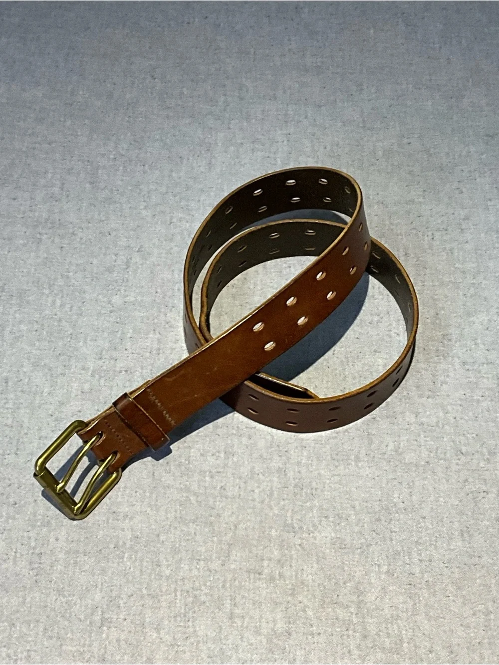 J Crew Men’s Brown Leather Belt with Brass Buckle